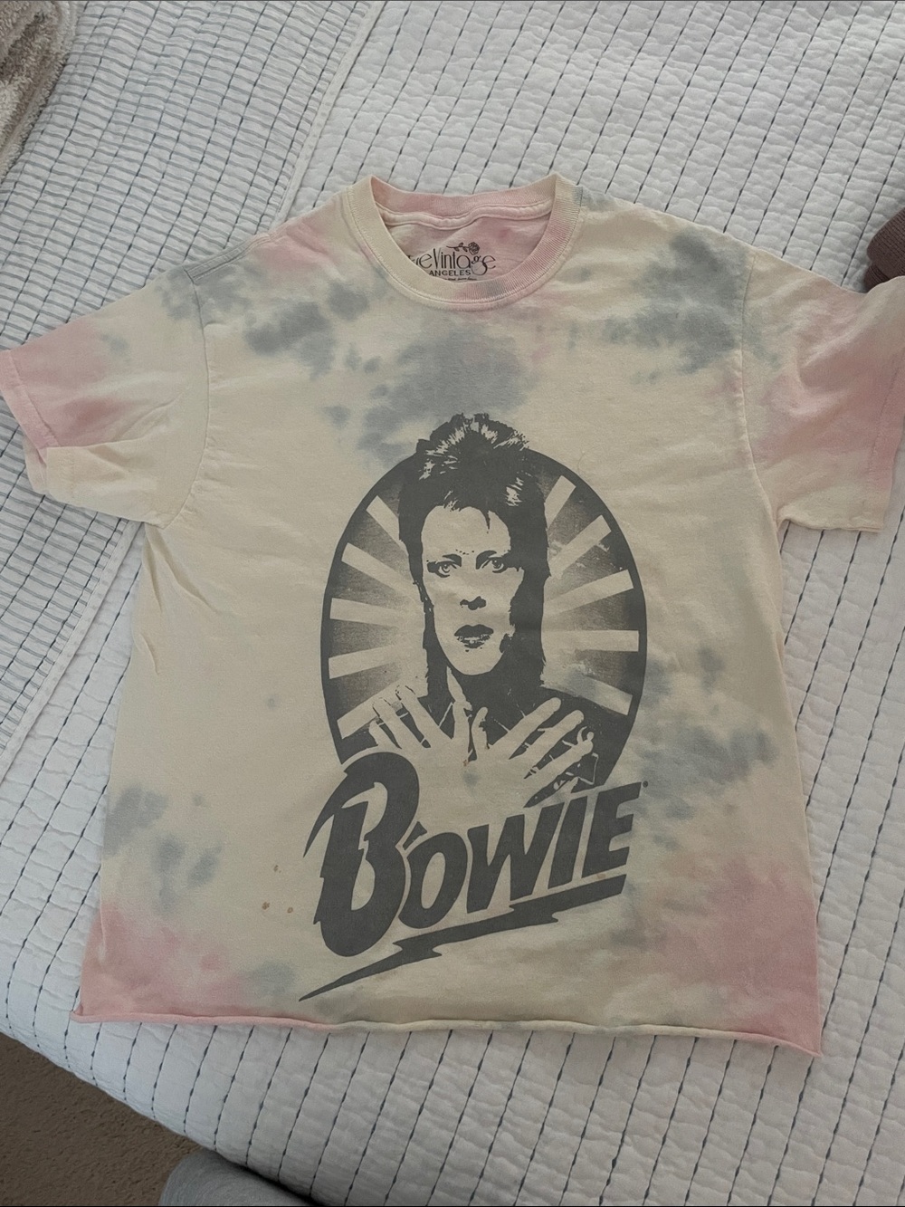 Vintage-Inspired Tie-Dye Graphic Tee - Cream & Pinkie